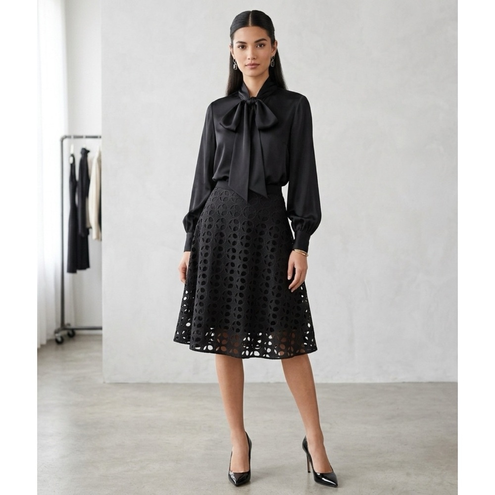 Akris Punto Dot‎ Guipure Skirt Size US14
